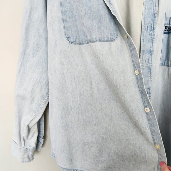 Harley Davidson Cotton Denim Shirt Vintage Mens XL Light Blue Motorcycle Biker - Picture 6 of 8